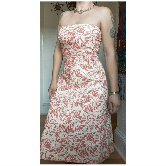 078 New J.CREW Coral Floral Strapless A-Line Dress - Picture 6 of 6